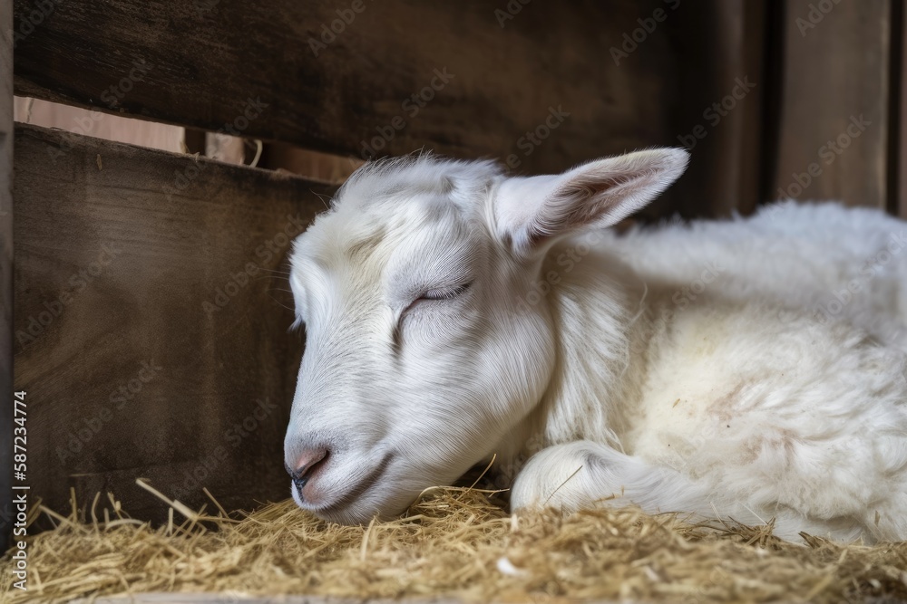 In the stable, the goat snoozes. Generative AI