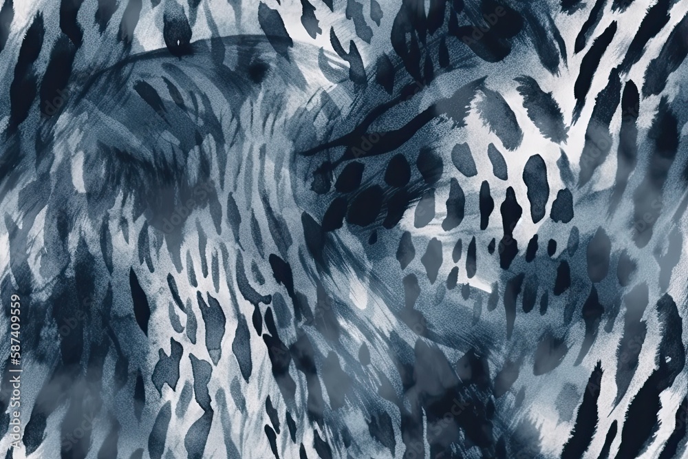 blue and white animal print fabric swatch. Generative AI