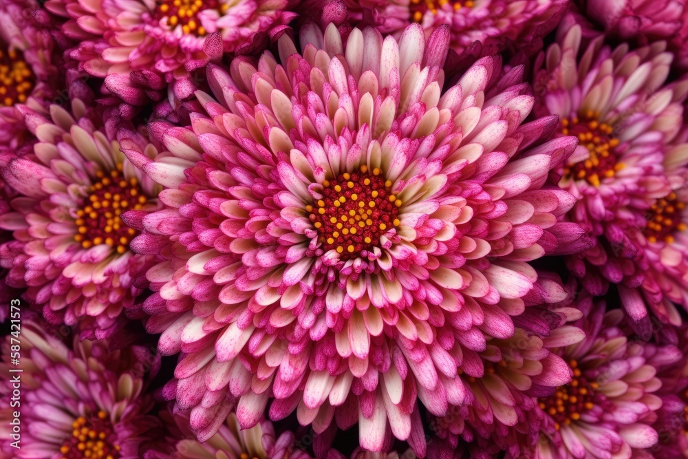 vibrant bouquet of pink flowers in full bloom. Generative AI