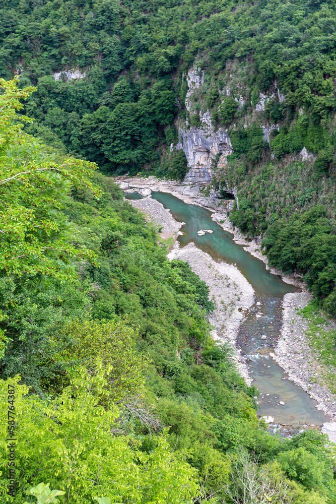 Ckalcitela (Tskaltsitela) river gorge (Red Water, Red River) at the foot of the Motsameta monastery,