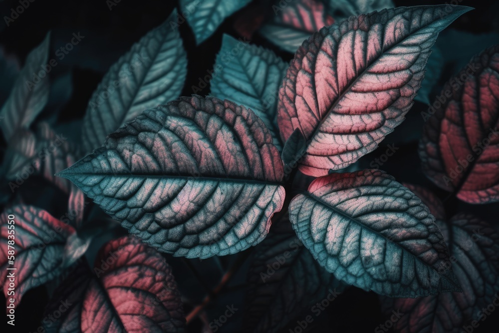 Close-up of a Vibrant Pink and Green Plant. Generative AI