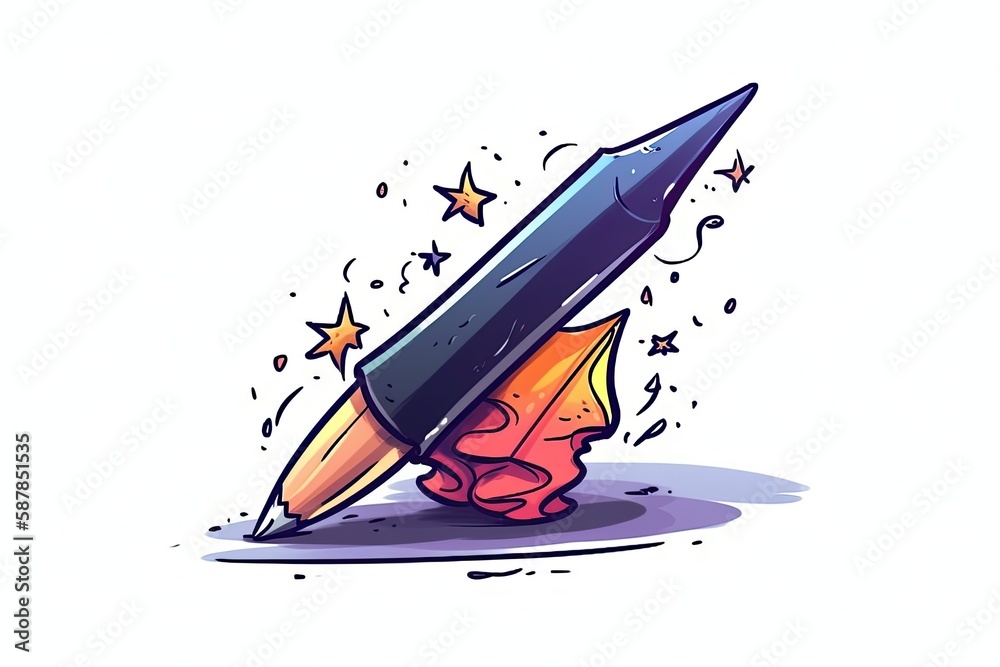 magical pencil with sparkling stars emanating from its tip. Generative AI