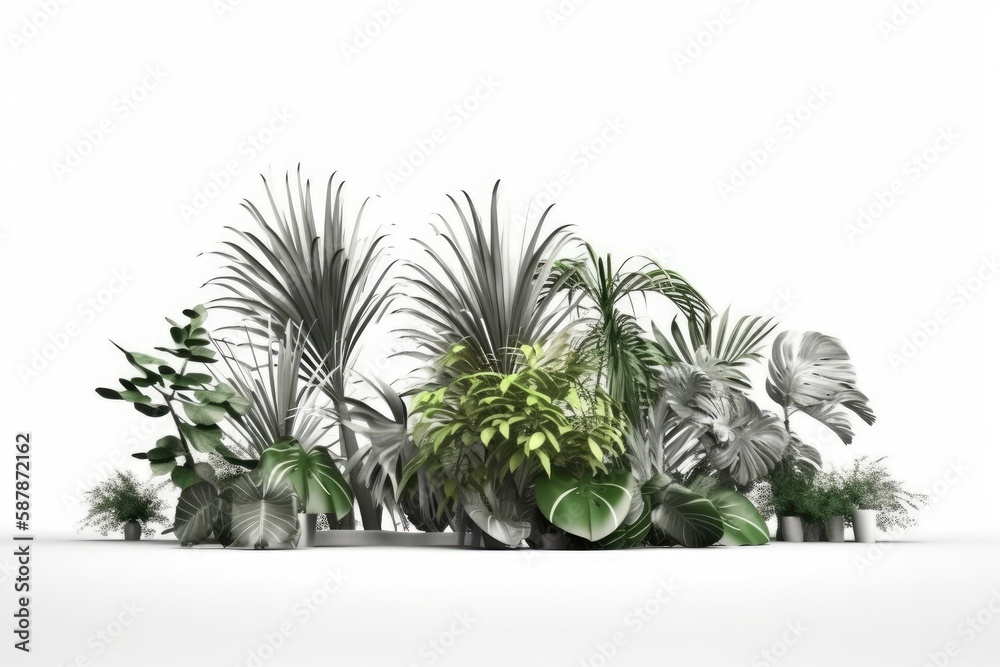 table filled with various potted plants in different sizes and colors. Generative AI