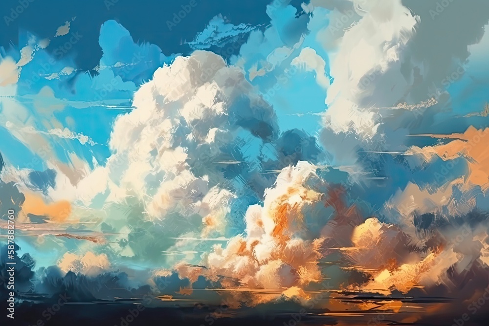 serene and colorful sky with clouds. Generative AI