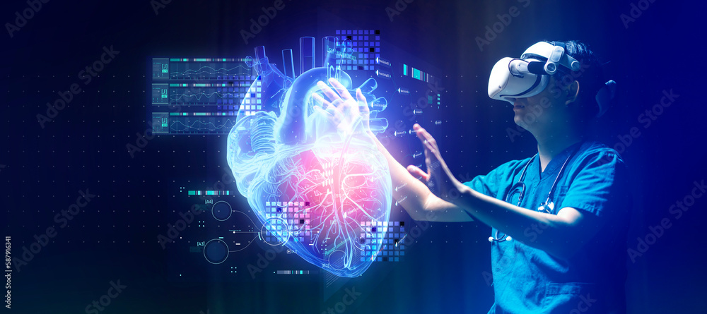 Digital doctor healthcare science medical remote technology concept AI metaverse doctor optimize pat