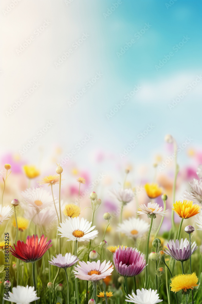 Natural flower background with copy space. Illustration AI Generative