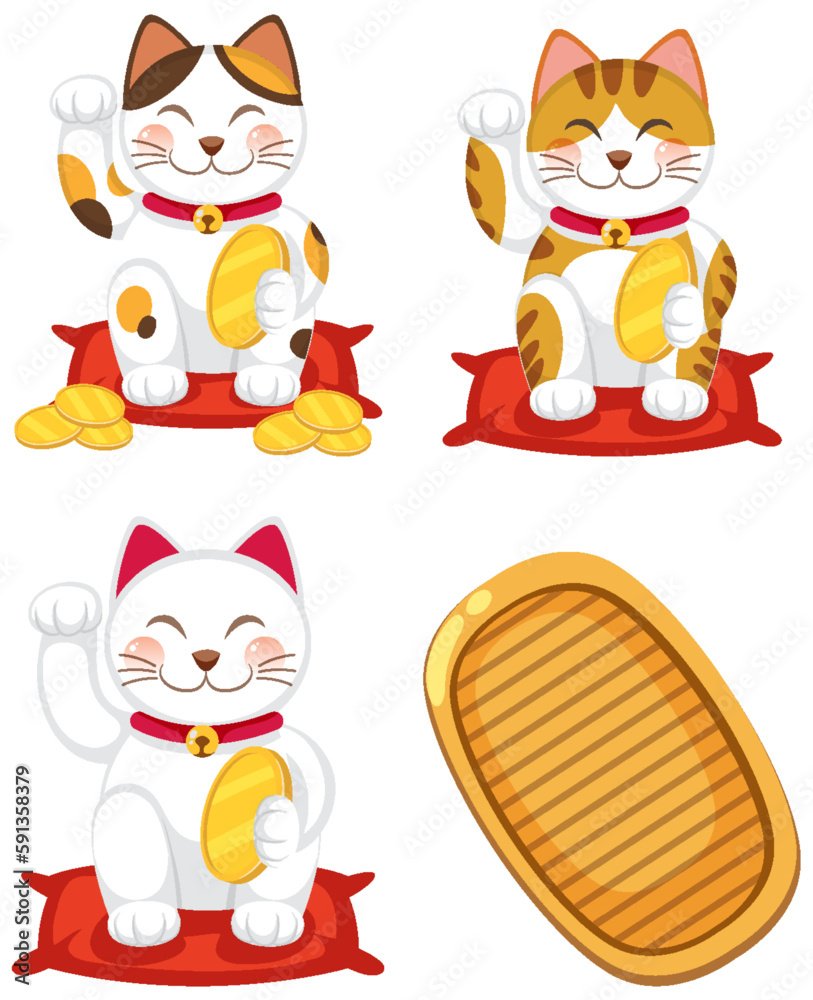 Set of Japan Maneki Neko cat