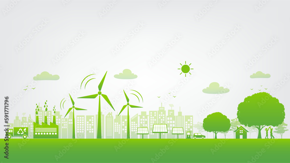Eco friendly, Green city and sustainability development concept, vector illustration