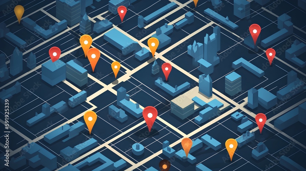 Geofencing and location based marketing concept illustration. With GPS and geo targeting, businesses