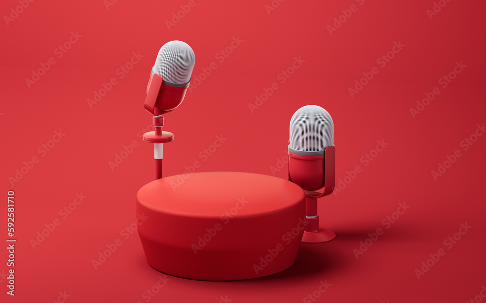 Microphone and live streaming, 3d rendering.
