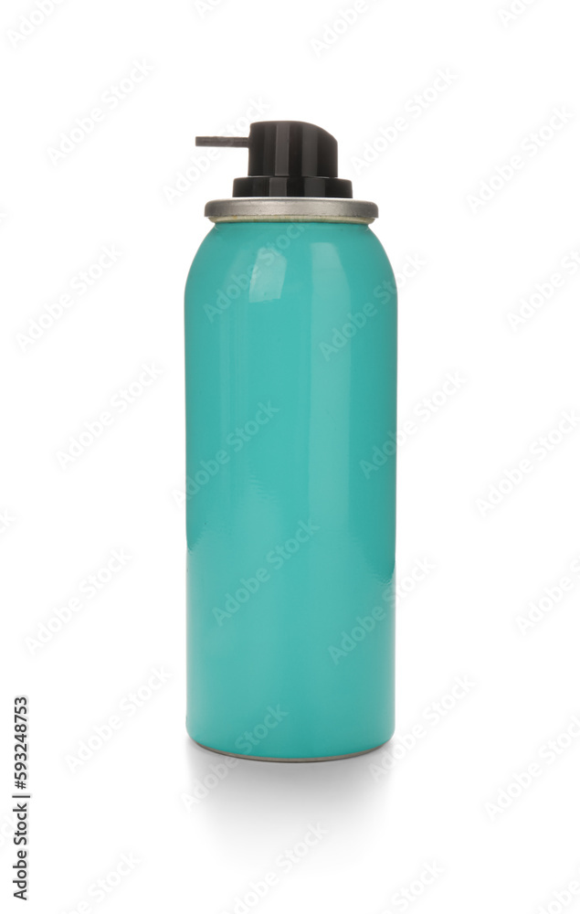 Bottle of hair spray on white background