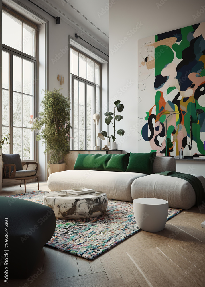 Modern villa living room simple interior scene