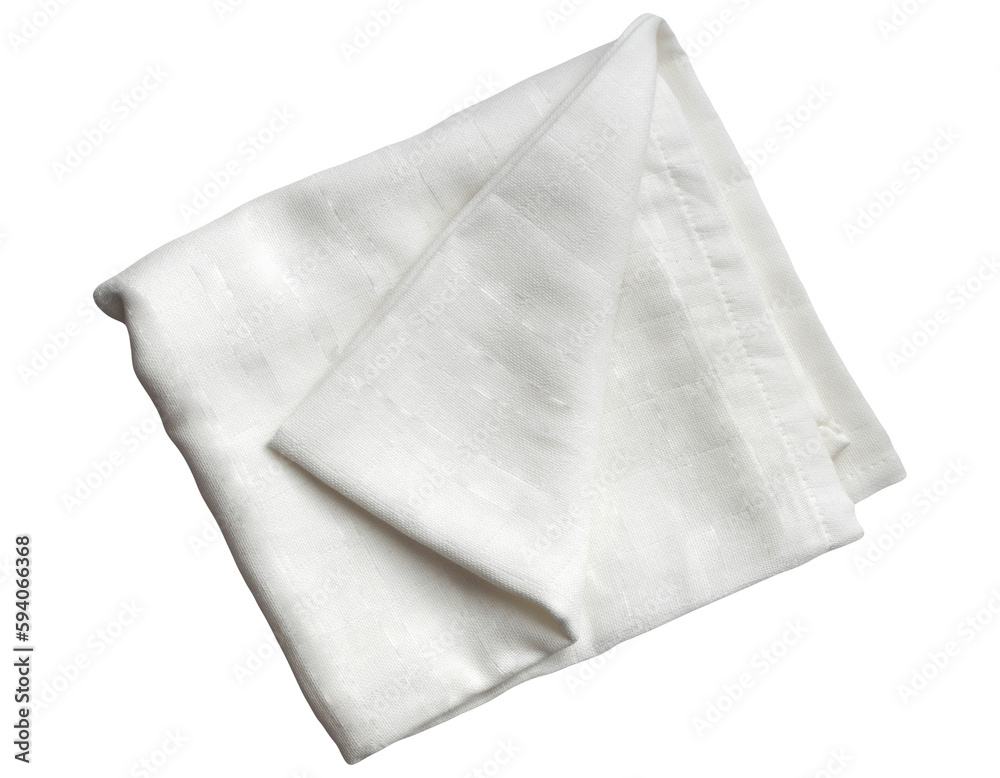 natural linen napkin in a neutral shade, great as background object for flatlays, isolated over a tr