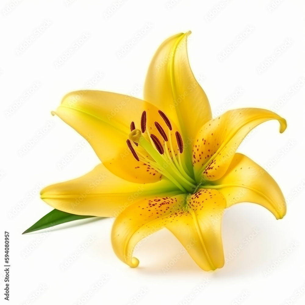 Yellow Lilly flower isolated. Illustration AI Generative.