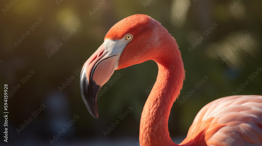 Pink flamingo. Illustration AI Generative.