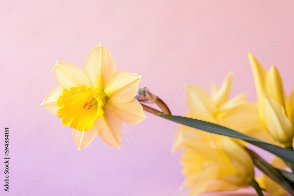  a close up of a yellow flower with a pink back ground and a pink back ground with a pink back groun