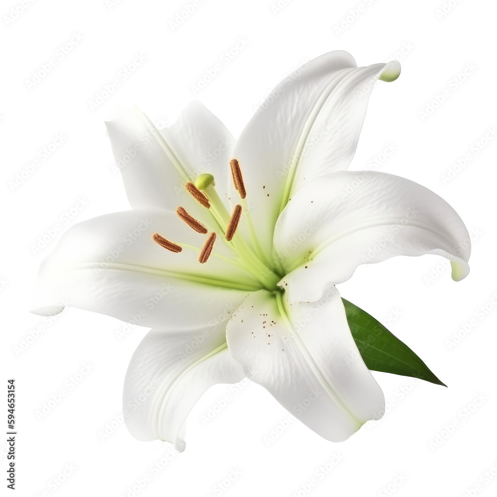 White Lilly flower isolated. Illustration AI Generative.