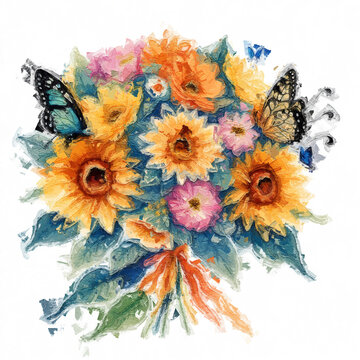 beautiful elegant floral bouquet illustration