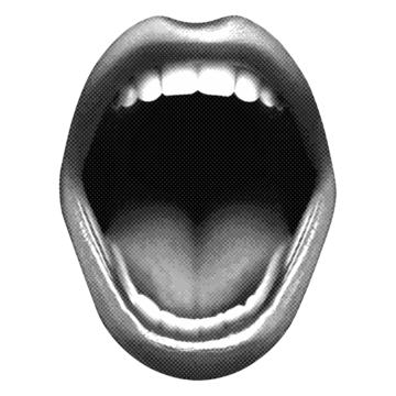 具有嘴唇、舌头、牙齿的嘴巴尖叫，复古半色调纹理，复古点状波普艺术风格拼贴元素，用于混合媒体设计，垃圾摇滚朋克疯狂模板