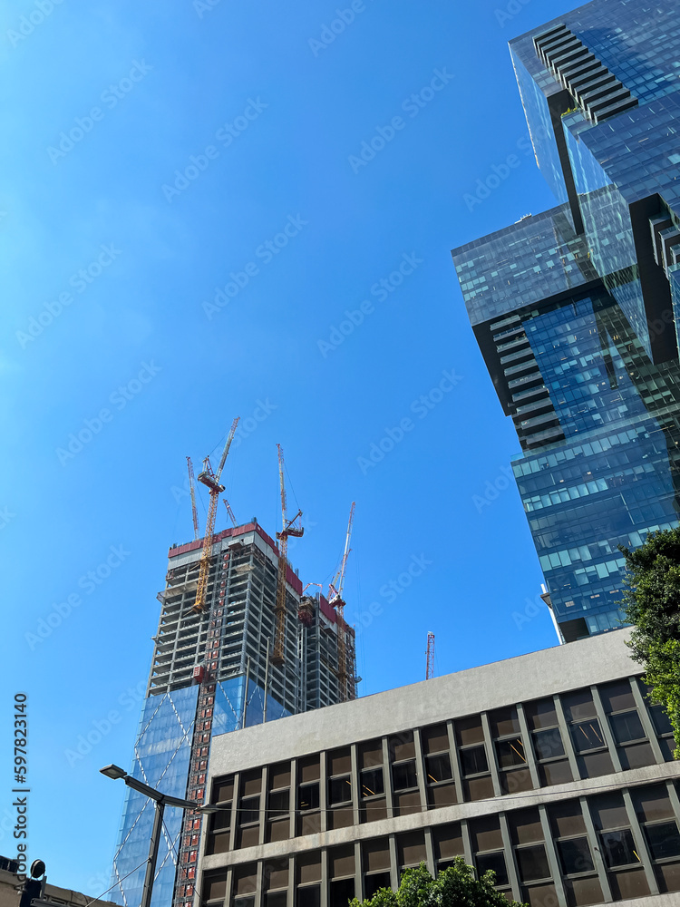View of multi-storey buildings in city