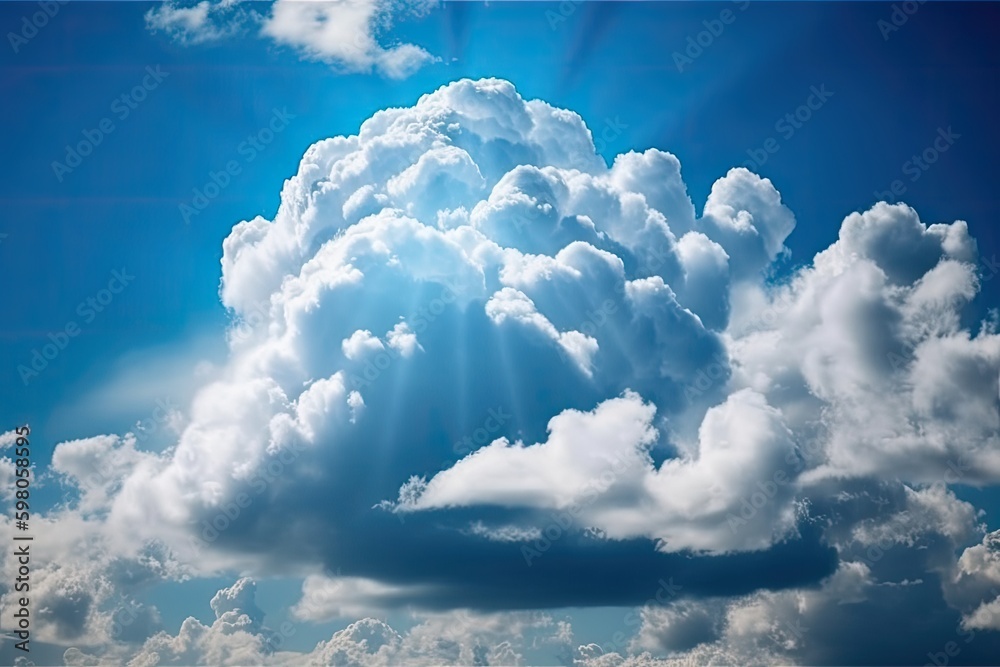 majestic cloud formation with sunbeams piercing through. Generative AI Generative AI