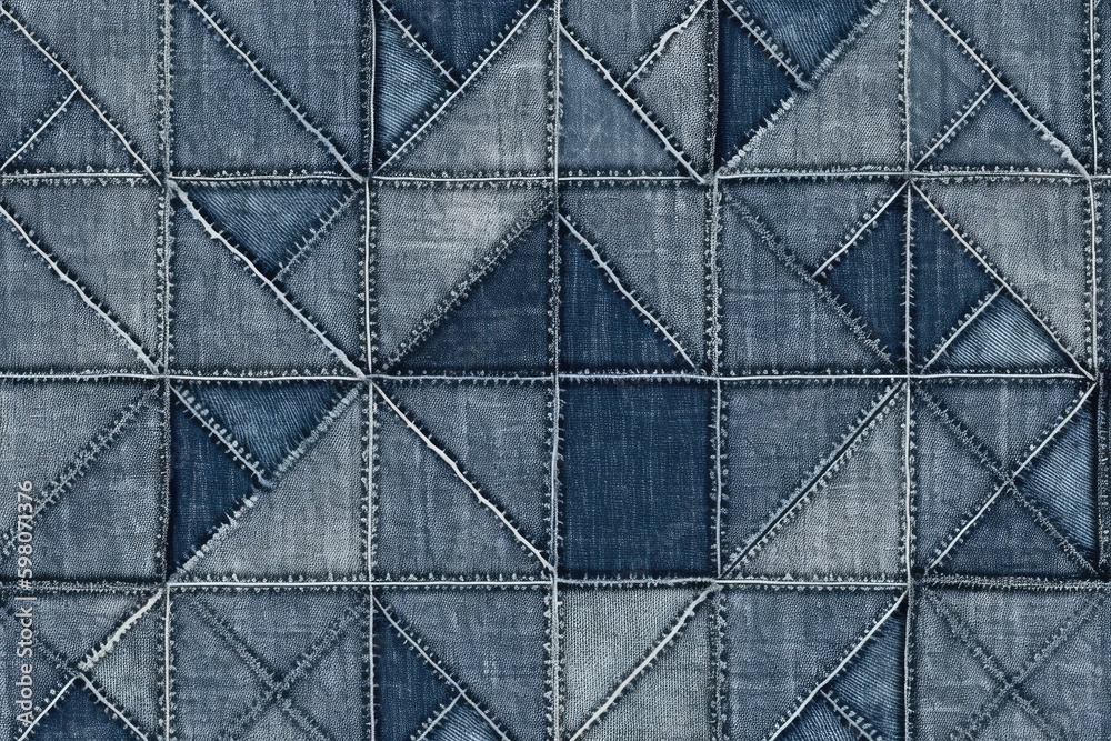 denim fabric pattern with geometric triangles. Generative AI Generative AI