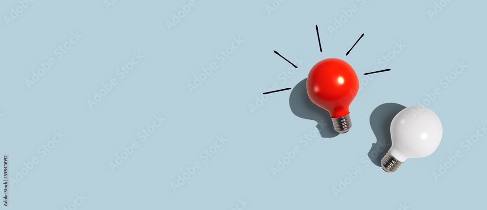 Red and white light bulbs