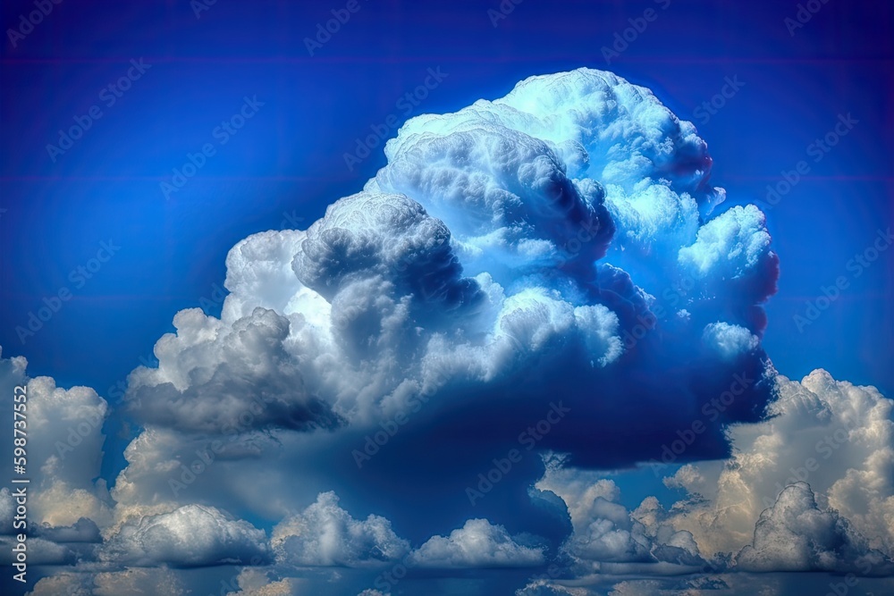 majestic cumulus cloud formation in the blue sky. Generative AI Generative AI