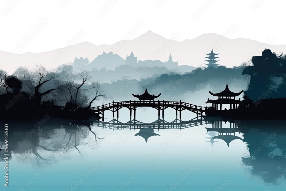 Chinese Garden landscape painting
