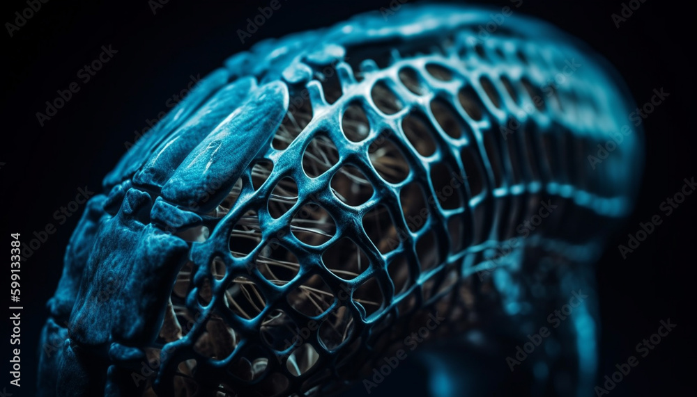 Wet reptile reflects pattern in glowing water generated by AI