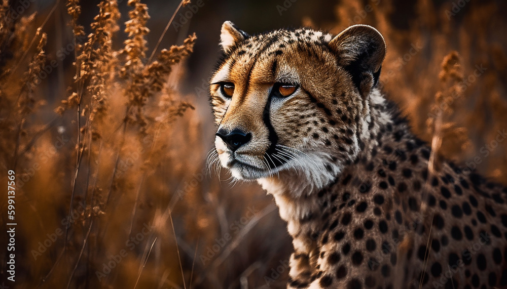 Majestic cheetah in the wilderness, looking fierce generated by AI
