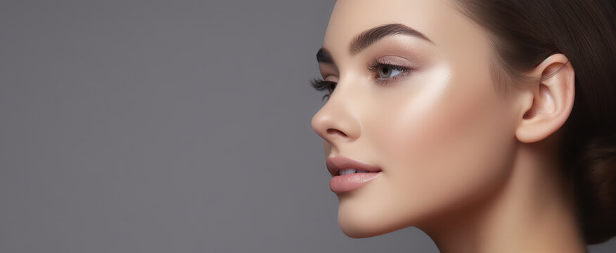 美丽年轻女模特的侧影，生成式人工智能