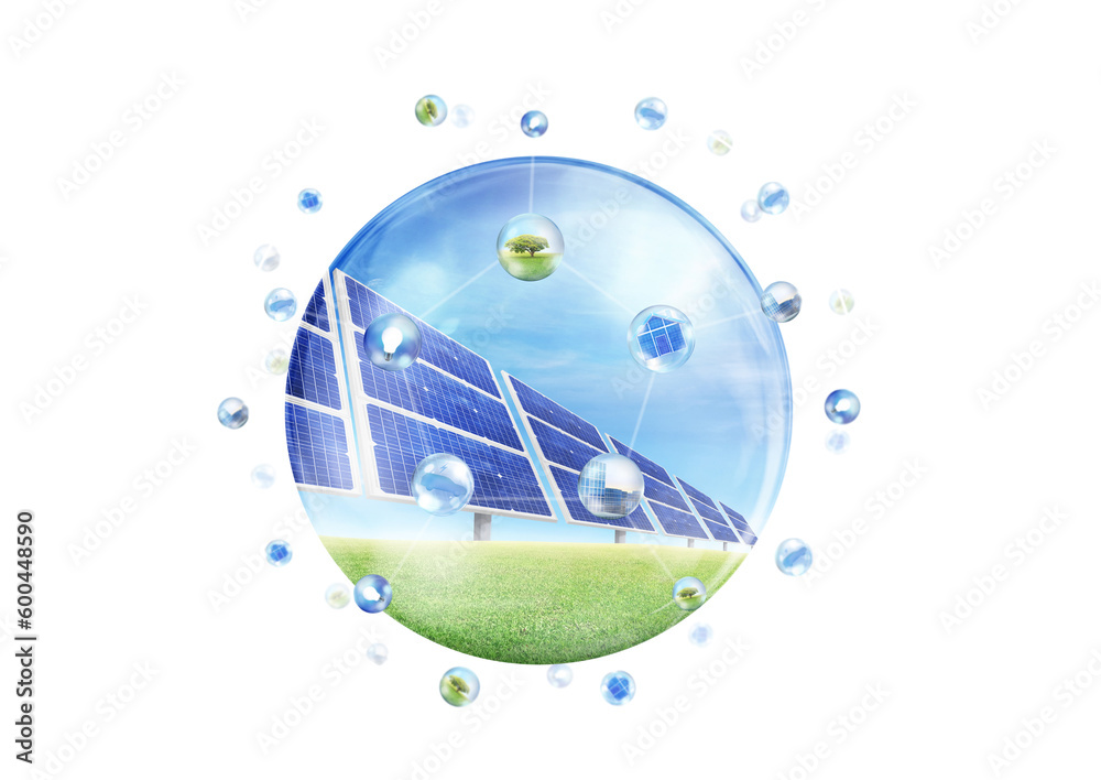 Solar panels, clean energy, protect the environment from a molecular point of view