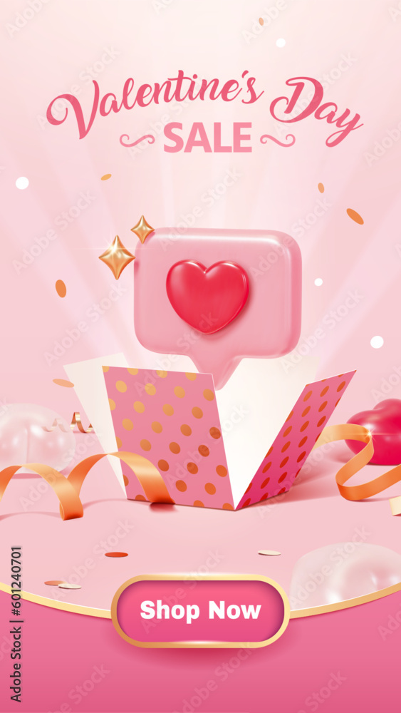 Pink valentines day sale ad poster