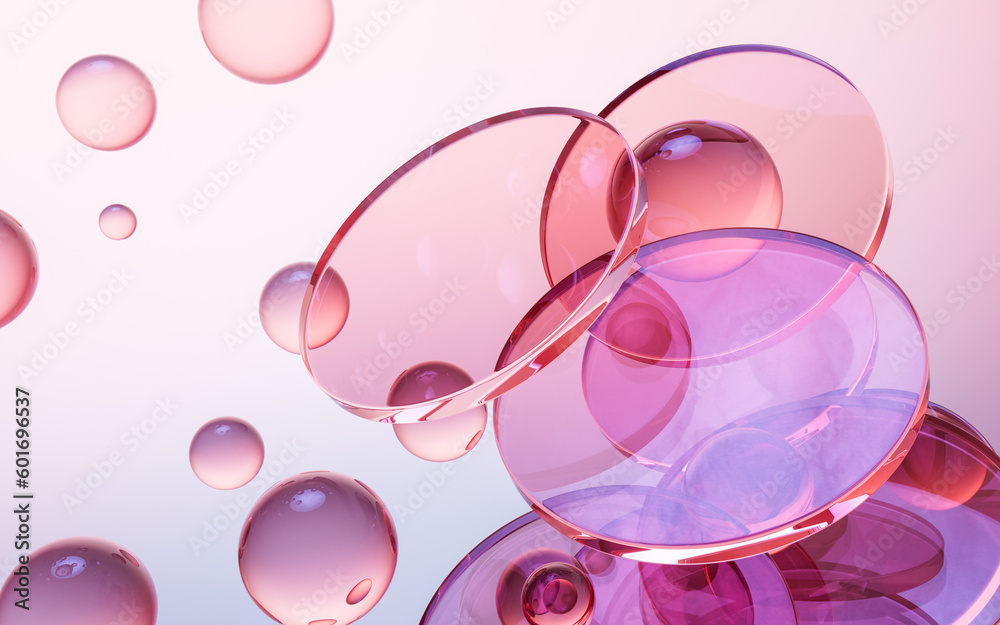 Transparent geometry glass background, 3d rendering.