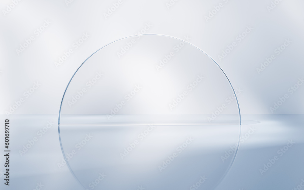 Transparent glass geometry background, 3d rendering.