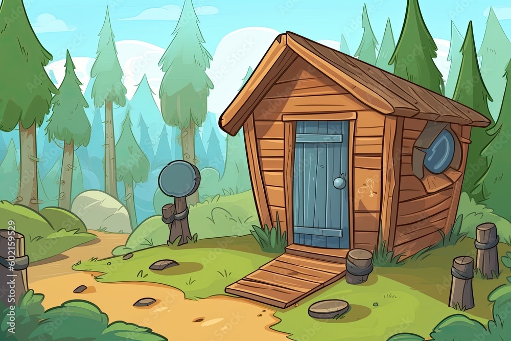 rustic wooden cabin nestled in a serene forest setting Generative AI