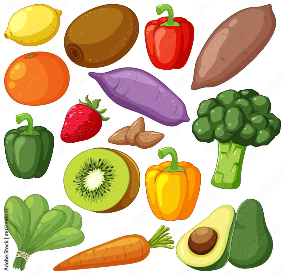Set of fruit and vegetable