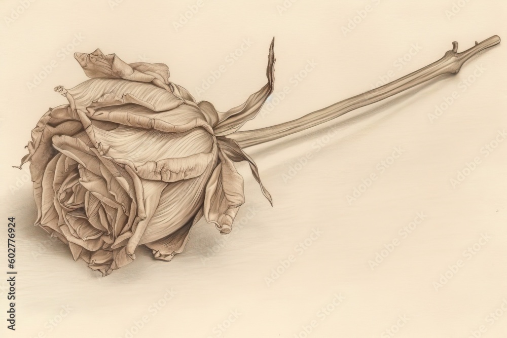 realistic single rose on a plain white background Generative AI