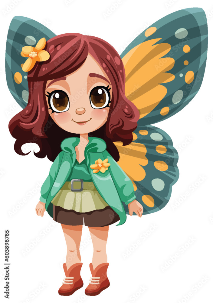 Little Fairy with Butterfly Wings