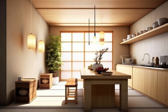 minimalist kitchen with small cabinet japanese style