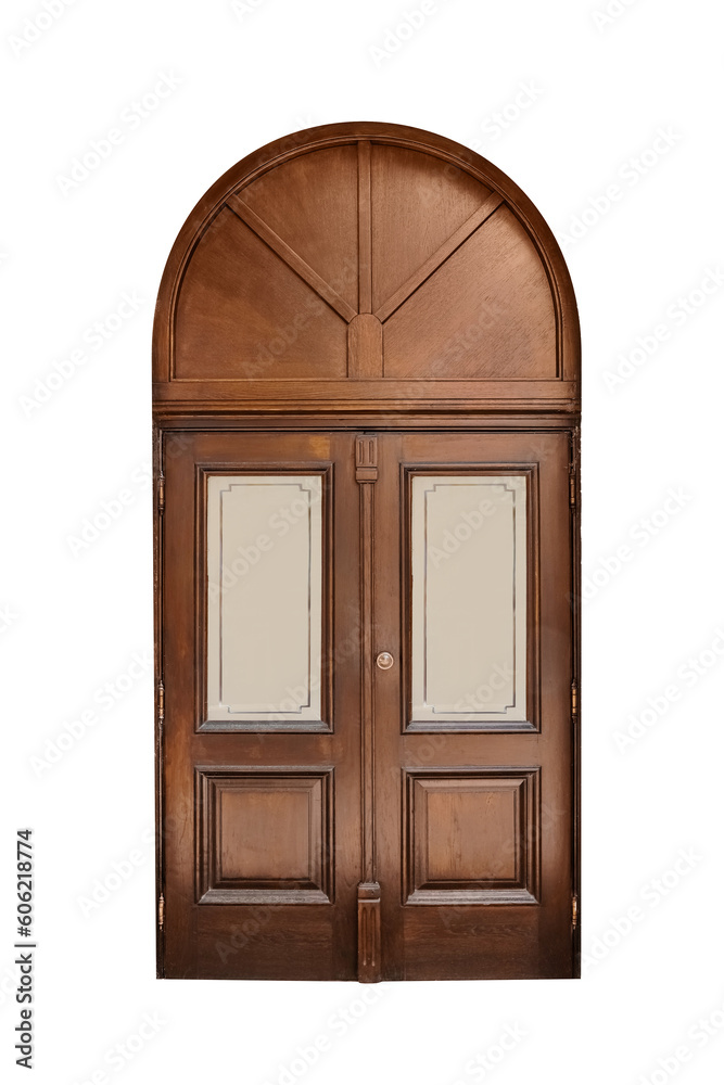 Brown doors on white background
