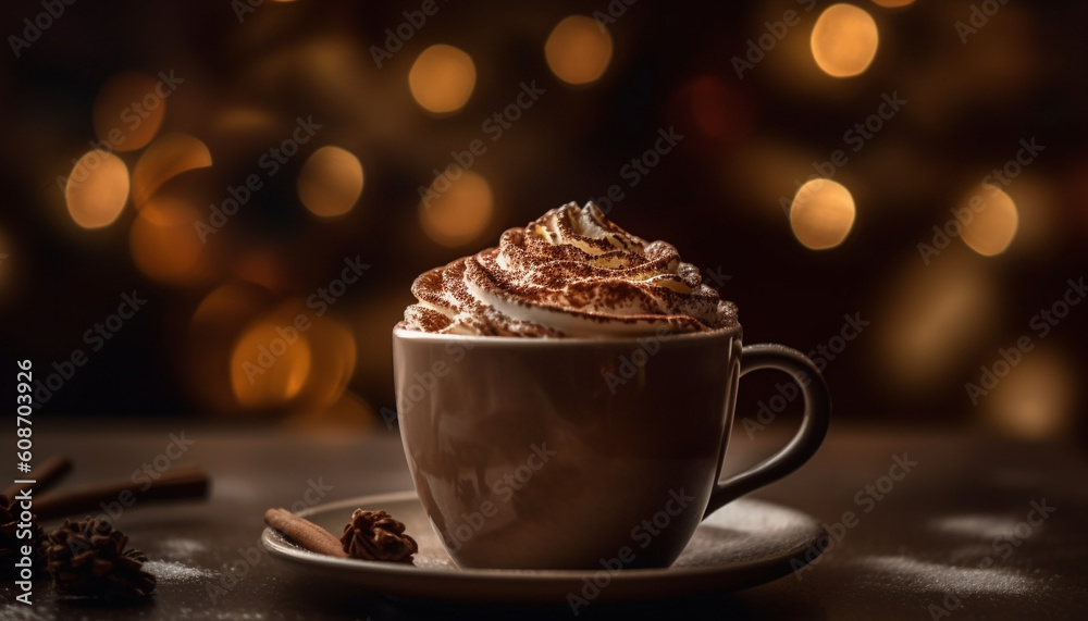 A frothy mocha with marshmallows, perfect for winter celebrations generated by AI