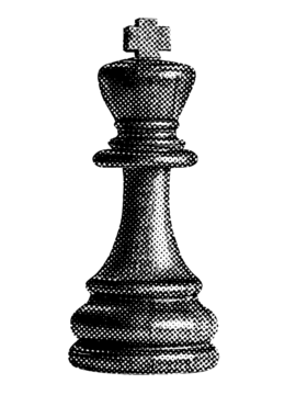 国际象棋国王棋子孤立的半色调点纹理位图复古怀旧波普艺术风格拼贴元素，用于混合媒体现代疯狂设计横幅海报