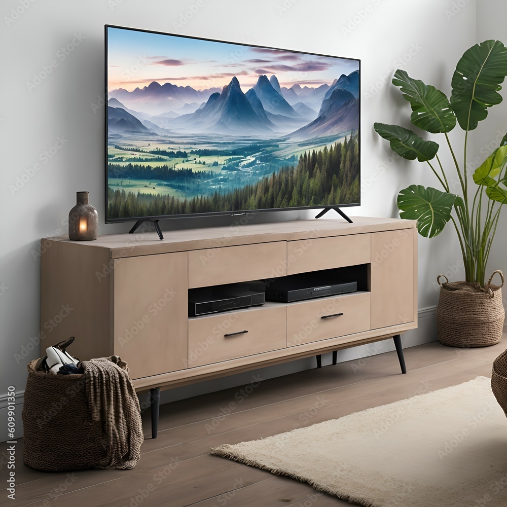 A flat screen tv sitting on top of a wooden stand