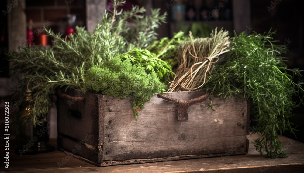 Organic vegetable collection for healthy eating in rustic home decoration generated by AI