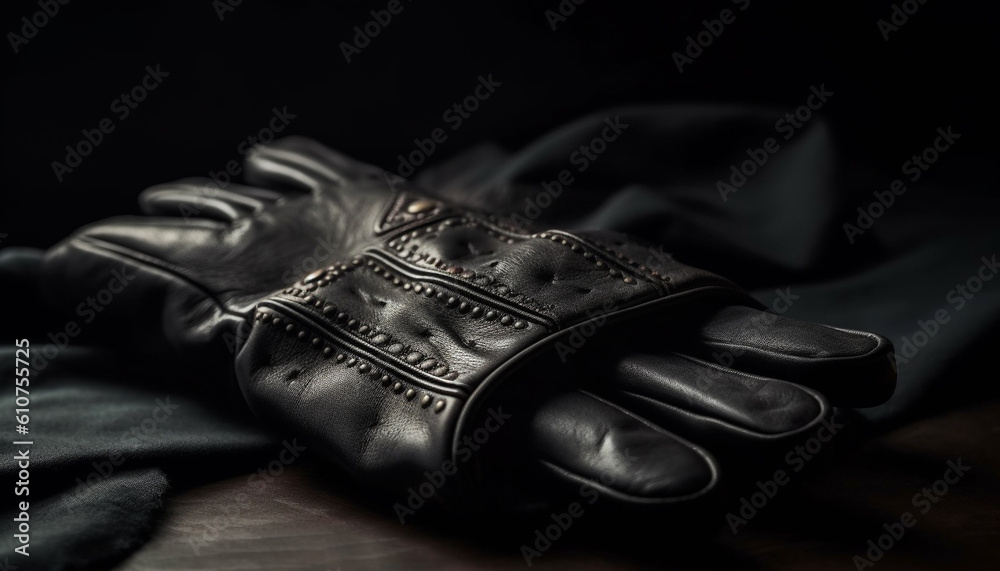 Black leather gloves, a winter fashion staple for elegant men generated by AI
