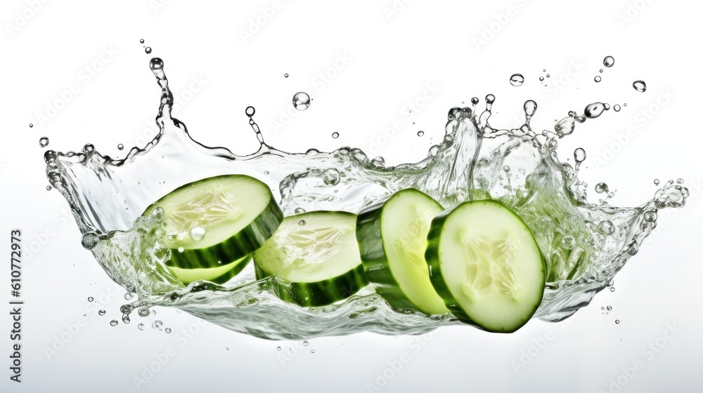 Cucumber in water. Illustration AI Generative.