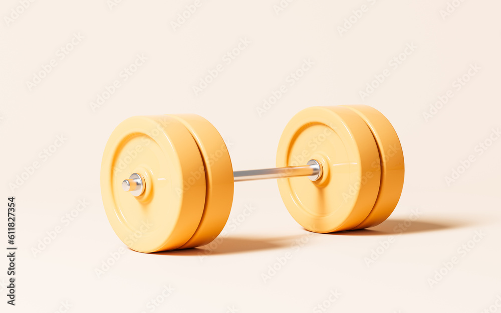 Barbell with cartoon style, 3d rendering.