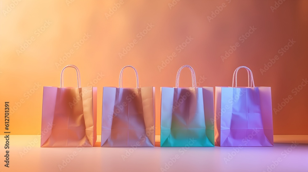 Shopping bags bathed in gradient light. The aesthetic allure of this image, combined with the symbol